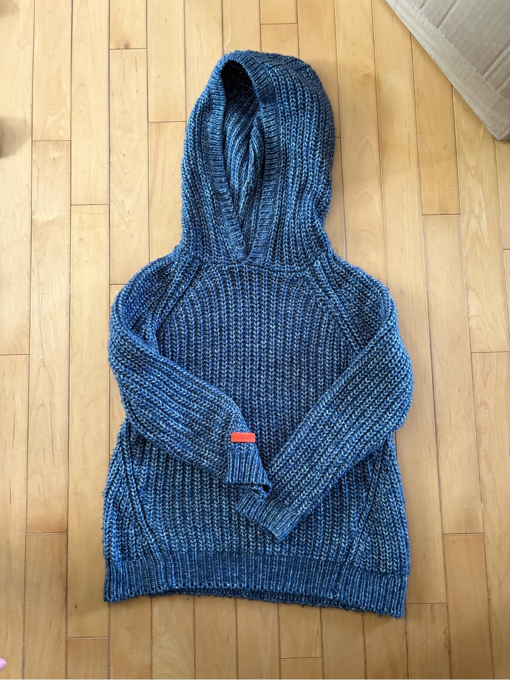 Kids Hooded Chunky Knit Sweater - Blue